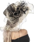 Women   s Wide Brim Derby Dress Hat  Beige black Polka Dot  One Size