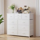 Lumtok 10 Drawers Dresser With Fabric Bin For Bedroom closets   white Dresser