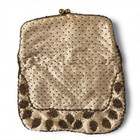 Vintage 40   s Or 50s Old Hollywood Red Carpet Gold Silk Beaded Glam Clutch Purse