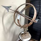 Large Brass Globe  Sundial  Armillary  Atlas Hercules Figure  Swedish 28 5  Tall