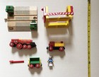 7 Brio Wooden Train Cars Pieces Lot Engine Trains Crossing Track Used Tested