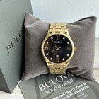 Bulova Classic Diamond 97d108 Black Dial Gold-tone Men s Quartz Watch New 40mm
