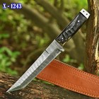 Damascus Fixed Tanto Blade Knife Ram Horn  Tracker Full Tang Survival Hunting