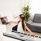 Gep-110 61 Key Lighting Electronic Keyboard Piano Organ W  Stand Bench - White