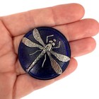Czech Glass Buttons Dragonfly Lot Of 3 Cobalt Blue Silver Xl  1 5 8   41 Mm