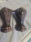 2 Vintage Ornate Victorian Heavy Cast Iron Pot Belly Stove Feet Legs 6 3 8 Inch 