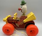 Fisher-price Jalopy Circus Clown Wood   Plastic Pull Toy  724 Vintage