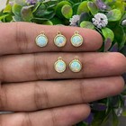 6 Mm Round Rainbow Fire Ethiopian Opal Gold Plated Bezel Charm Pendant Connector