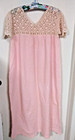 Vintage Antique Victorian Women s Nightgown - Pink Seersucker W crocheted Bodice