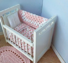 Dollhouse Miniature 5 Piece Nursery baby crib blanket bedspread Comforter Pillow