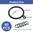 Black Curtain Rings 40 Pcs  1 5 Inch Metal Curtain Rings With Eyelet For Drap   