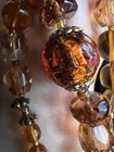 Antique Czech Art Deco Amber Glass Bead Necklace Brass Filigree 48 