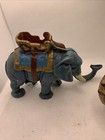 Vintage Mechanical Elephant Coin Bank Cast Iron Metal Circus Set Of 2