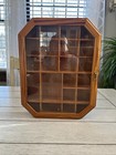 Vintage 1970 s Wood Wall Display Case Shelf Shadowbox Miniatures Glass  Front