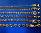 14k Tri Color Gold Solid Rope Chain Necklace Bracelet Real Gold 2mm-6mm 7 -30 