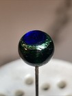 Estate Peacock Eye Antique Victorian Blue   Green Glass 8-1 2  Long Hatpin Sti-1