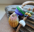 Sunrise Shell   Sea Glass Necklace Braid Beach Men Gift Puka Pecten Langfordi