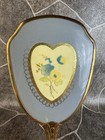 Vintage   Antique Hand Held Brass Mirror With Floral Design Art Deco Hollywood