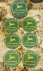 John Deere Advertising Metal Drink Coasters In Storage Tin  Cork Back Lot Of 6