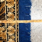 Vtg Blue Gold Velvet Deer Fringe Wall Tapestry Rug Forest Scene Decor 48x73 