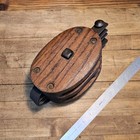 Vintage Block Tackle Pulley Wood   Cast Iron Pulley Nice  Rare Wood    usa