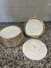 Royal Doulton Vintage Bone China Saucers Set Of 12 White Gold Black Rim