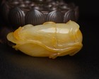 Certified Natural Hetian Jade Hand-carved Exquisite Lotus Leaf Brush Washer 1347