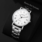 Men s Watch Stainless Steel Bracelet Band Business Analog Quartz Dial Wristwatch