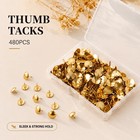 480pcs Gold Thumb Tacks  Flat Push Pins Bulk  Steel Roundness 
