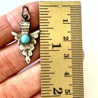 Navajo Turquoise Arrowhead Pendant 1 25in Signed Rt Sterling Matte Dark Charm