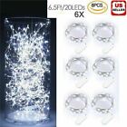 6x 20 Led 2m Waterproof Led Micro Silver Copper Wire String Fairy Lights Decor