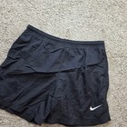 Vintage Nike Nylon Track Shorts Kids Large 14-16 Black Graphic Swoosh 90s Run