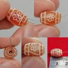 Ancient Etched Carnelian Dzi Bead Floral Pattern Red Agate Afghan Amulet