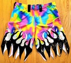 Men s Pro Wrestling Shorts Multicolor W  Silver-black Flame Design Sz 42   44