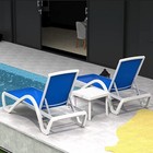 Domi 3 Pieces Adjustable Aluminum Patio Chaise Lounge Chairs W side Table blue