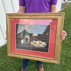 Rare Vintage Pabst Blue Ribbon Beer Advertising Art Litho Framed A f  King