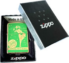 Zippo Windproof Polished Brass Lighter With Green Windy   Logo  99510 New In Box