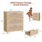 Dressers For Bedroom  3 Drawer Rattan Dresser With Spacious Storage  Modern Oak