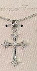 Silver Cross Cz Necklace Earring 2 Pcs Set Clear Adjustable 18-21  Gift Box New