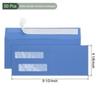 50 Pcs Double Window Envelopes  light Blue  4 1 8 Inch X 9 1 2 Inch  