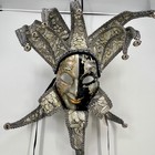 Venetian Jester Masquerade Mask Black Gold Silver Music Venice Scenes M8089