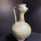 Antique Green Glazed Islamic Persian 11    Bird Wine Ewer W Provenance