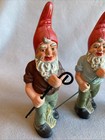 Vintage Antique Stoneware Garden Gnome Set Of 3 Nasco Japan 10       read Desc