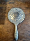 Vintage Hand-held Vanity Mirror Silver Plated Ornate Victorian Design Heavy