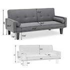 72  Futon Sofa Bed upholstered Folding Futon Fabric Couch recliner Twin Size 