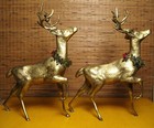 Pair Of Vintage Large Brass Reindeer Candle Holders 21    Tall Christmas Decor