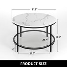 Xelsyo 2-tier Round Coffee Table Marble Center Cocktail Table W glass Open Shelf