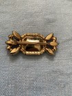 Beautiful  Vintage Mid Century Modern Gold Plated Brooch Amethyst Colored Stone