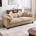83  Wide 3 Seater Sofa  Plush Fabric Overstuffed Couch With 2 Removable Pillows