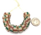 14 Fine Old Venetian Antique Wound Drawn African Glass Trade Beads- 3329